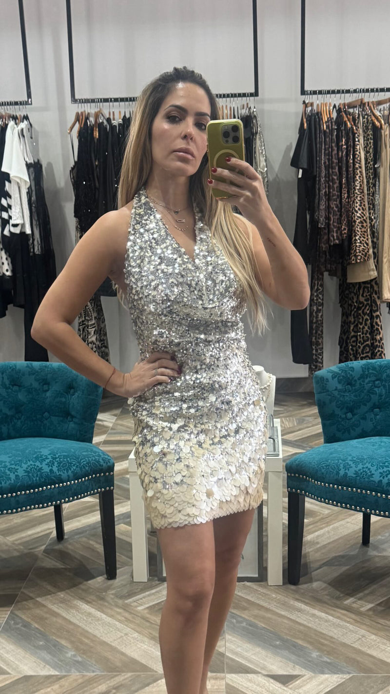 Sequence Halter Mini Dress