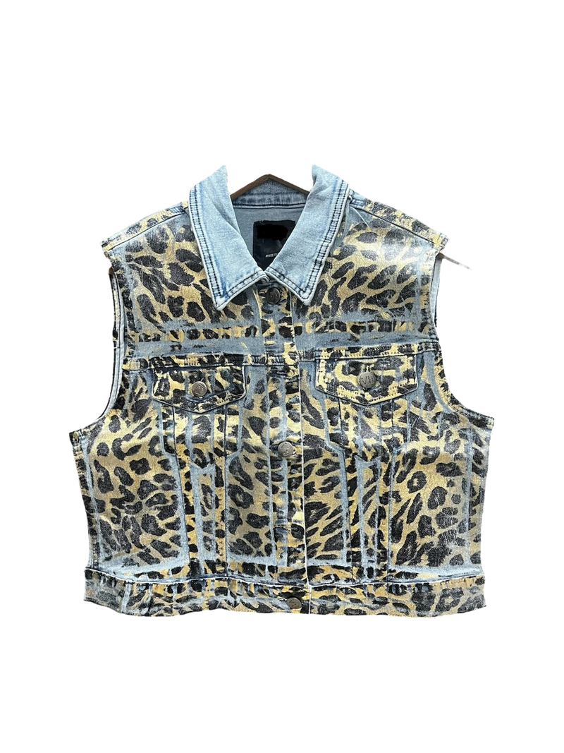 White/ Gold Metallic Leo Jean Vest