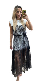 Floral Lace Layered Midi Dress