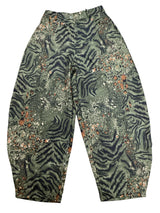 Olive Print Barrel Pants