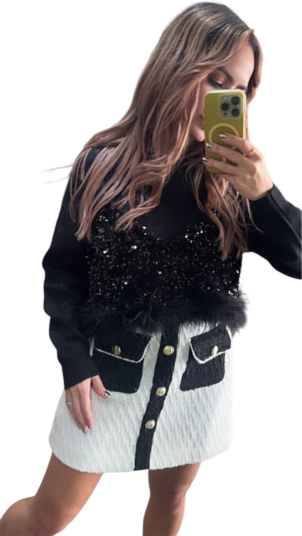 Black Feather Sweater