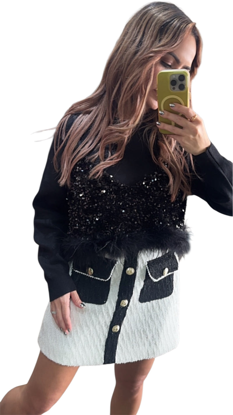 Black Feather Sweater