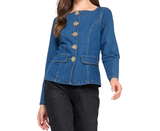 Metal Button Detail Denim Jacket