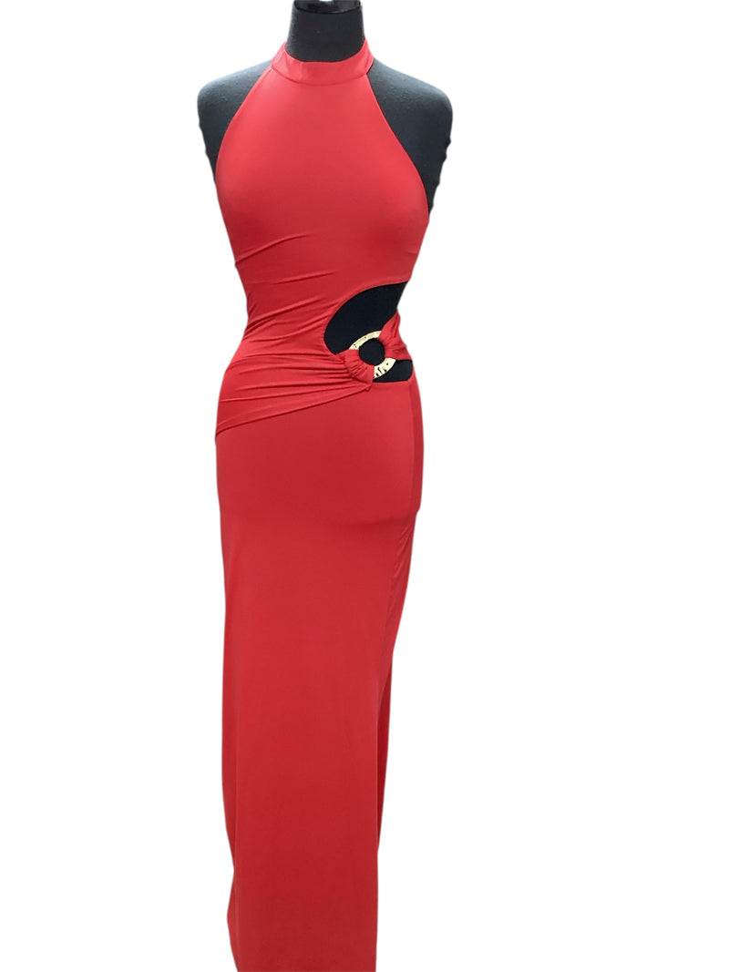 Knit Cutout Jersey Maxi Dress