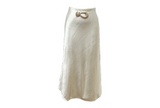 Satin Midi Skirt With Gold Buckle Detail