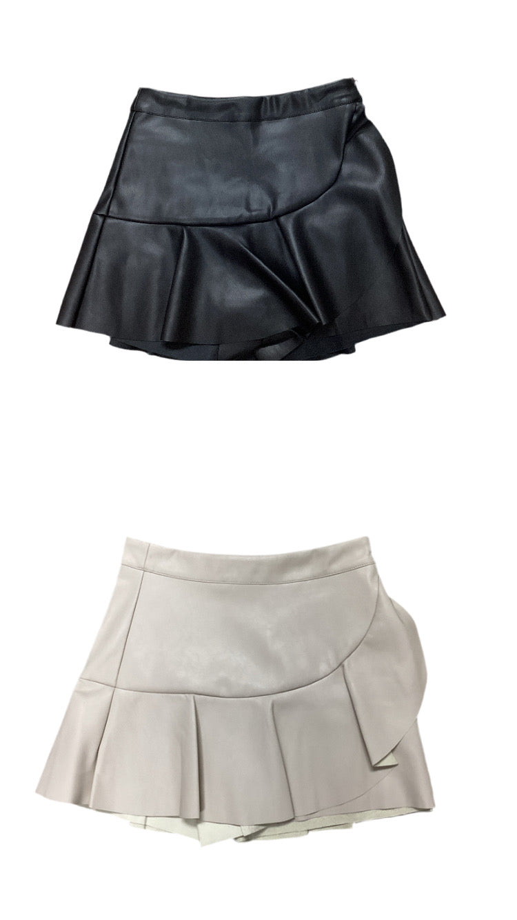 Ruffle Flare leather Mini Skort