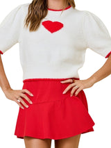 Short Sleeve Heart Sweater