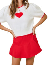 Short Sleeve Heart Sweater