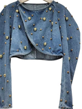 Studded Cropped Denim Top