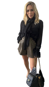 Lyana Ed Flower Trim Long Sleeve Blouse