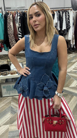 Denim Flower Top