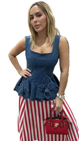 Denim Flower Top