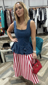 Denim Flower Top