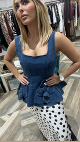 Denim Flower Top
