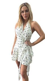 Satin Polka Dot Wrap Dress