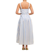 Linen Stripe Midi Belted Dress