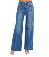 High Rise Wide Jeans Front And Back Curved Seam