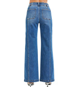 High Rise Wide Jeans Front And Back Curved Seam
