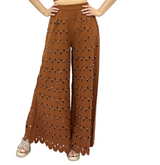 Laser-cut Studded Wide Leg Pants