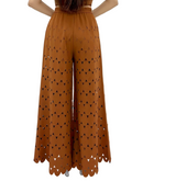 Laser-cut Studded Wide Leg Pants