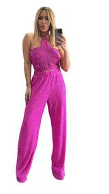 Flower Crochet Halter Top And Pants Set