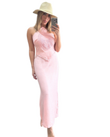 Halter Crochet Detail Midi Dress