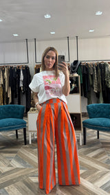 Stripe Pants -Orange Brown
