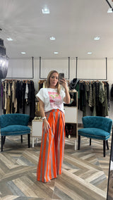 Stripe Pants -Orange Brown