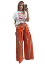 Stripe Pants -Orange Brown