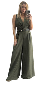 Olive Stripe Jumpsuit
