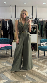 Olive Stripe Jumpsuit