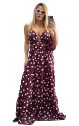 Burgundy  Dots Dress
