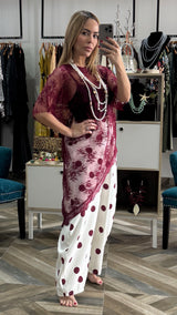 White and Burgundy Dots Pants