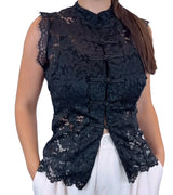 Black and Chocolate Lace Top