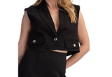 Black Short Vest With Flaps