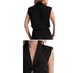 Black Short Vest With Flaps