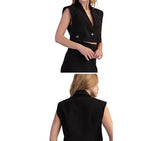 Black Short Vest With Flaps