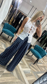Navy Dots Pants