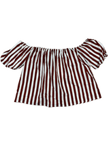 Terra cotta striped off shoulder top