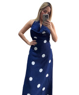 Polka Dot Maxi Dress With Attached Scarf