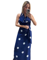 Polka Dot Maxi Dress With Attached Scarf