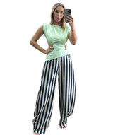 Mint /Navy Print Pants