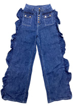 Dark Denim Ruffle Belted Jean