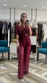 Burgundy Lace Pants