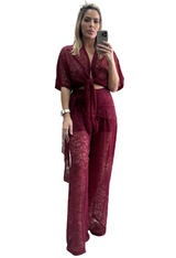 Burgundy Lace Pants
