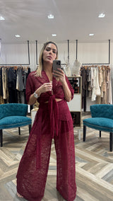 Burgundy Lace Pants
