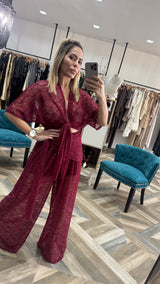 Burgundy Lace Pants