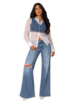 Solid Shear Button Down Top