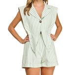 Blazer Style Top With Connected Shorts Romper