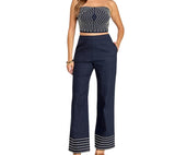 Rope Detail Denim Tube Top with Pants Set